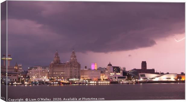 Spark of Lightning over the Liverpool Waterfront Canvas Print by Liam Neon