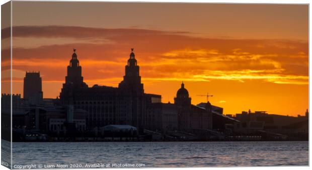 Liverpool Golden Skies Canvas Print by Liam Neon