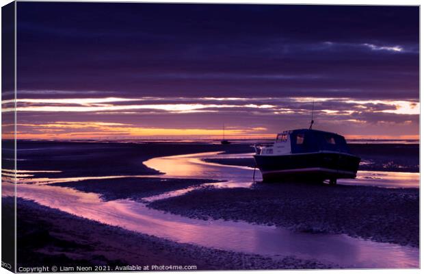 Meols Shore Sunset Streams Canvas Print by Liam Neon