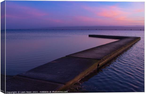 Marine Lake Sunset Canvas Print by Liam Neon