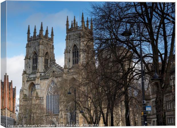 Towers of York Minster Canvas Print by Angela Cottingham