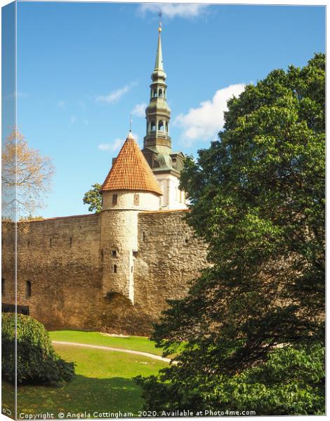 Towers in Tallinn Canvas Print by Angela Cottingham