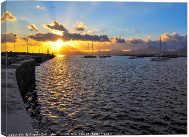 Arrecife Sunset, Lanzarote Canvas Print by Angela Cottingham