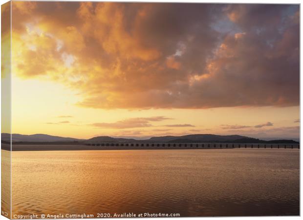 Sunset over the Estuary Canvas Print by Angela Cottingham