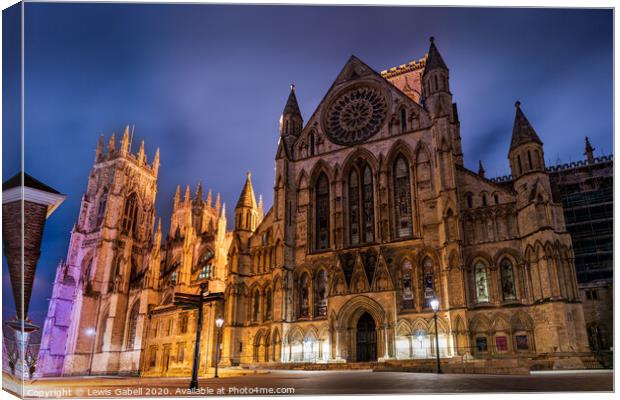 York Minster Cathedral illuminated at night Canvas Print by Lewis Gabell
