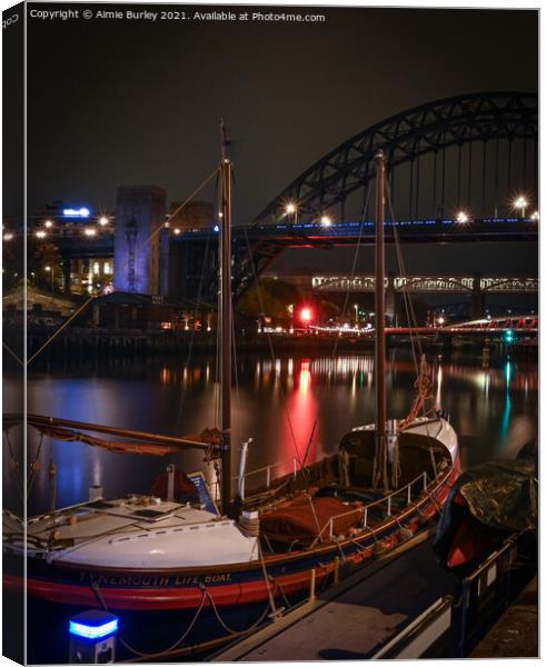 Tynemouth Lifeboat at Night Canvas Print by Aimie Burley