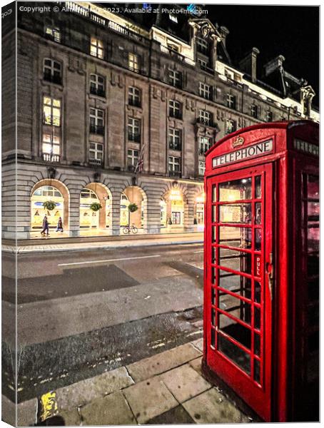 Iconic Red Phone Box at The Ritz Canvas Print by Aimie Burley