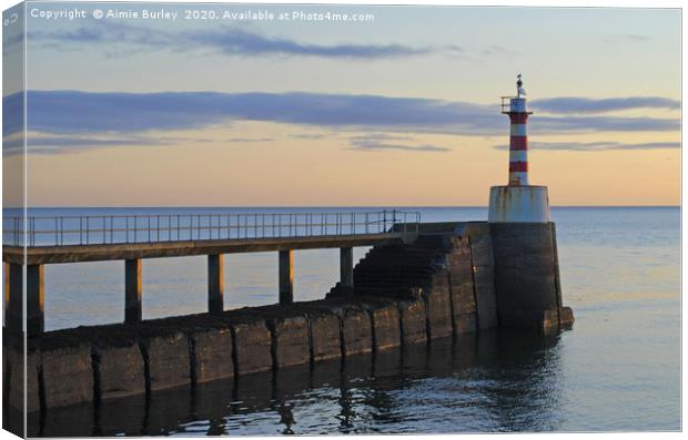 Amble Pier, Northumberland Canvas Print by Aimie Burley