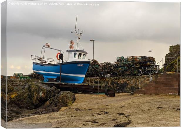 Fishing Boat in St Abbs Canvas Print by Aimie Burley
