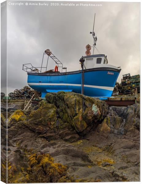 Fishing boat in St Abbs Canvas Print by Aimie Burley