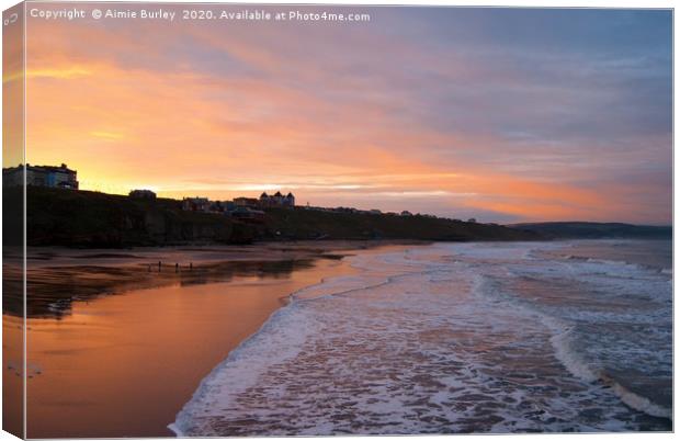 Whitby Beach at Sunset Canvas Print by Aimie Burley