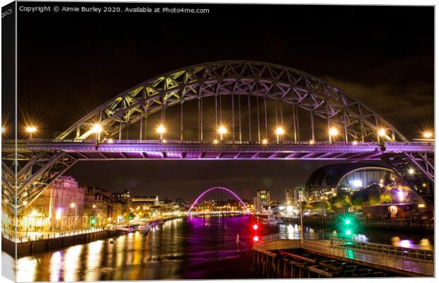Newcastle Quayside by Night Canvas Print by Aimie Burley