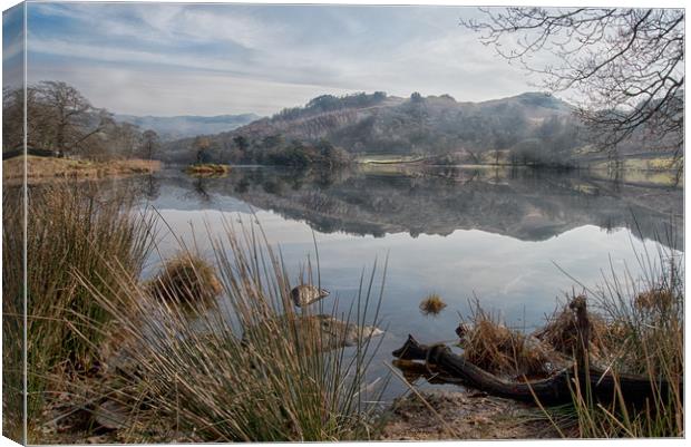 Rydal Water Reflections, Ambleside Canvas Print by Ann Goodall