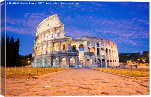 The Colosseum illuminated at dusk rome italy Canvas Print by conceptual images