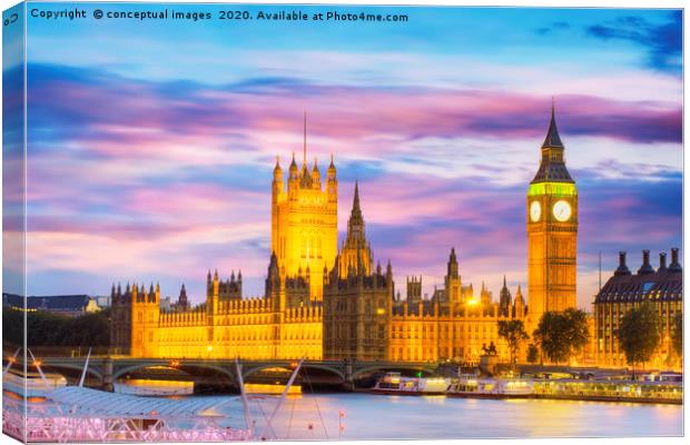 Big ben and the Houses of Parliament  Canvas Print by conceptual images