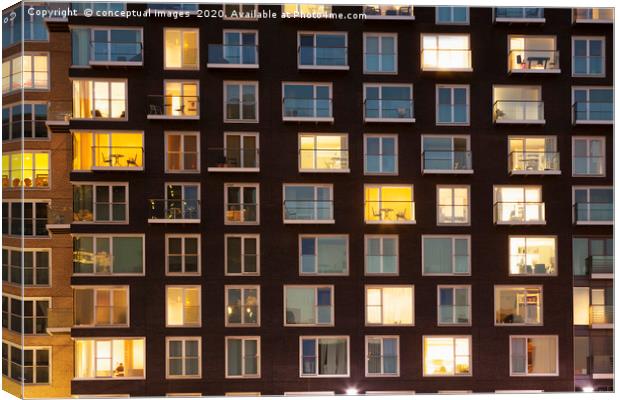 Modern apartment building at dusk Canvas Print by conceptual images