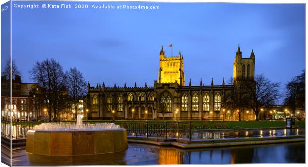 Bristol cathedral with fountain Canvas Print by Kate Fish