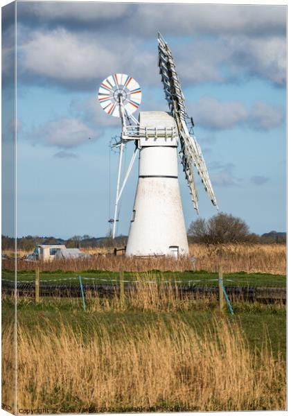 Thurne Mill, Norfolk Broads Canvas Print by Chris Yaxley