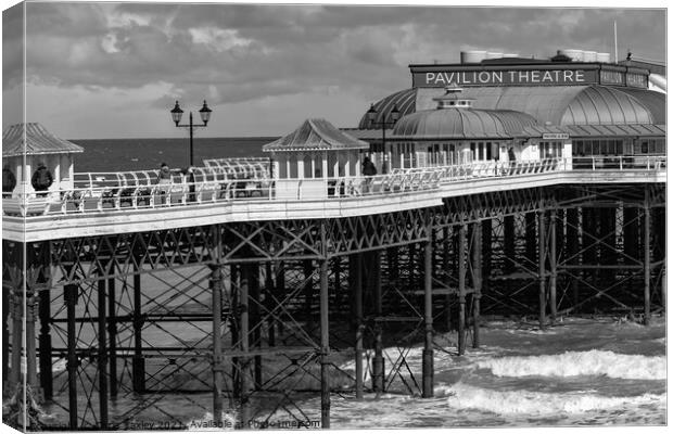 The Pavilion Theater in the seaside town of Cromer in black and white Canvas Print by Chris Yaxley