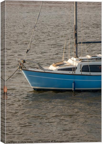 Front end of sailing boat moored in Wells estuary Canvas Print by Chris Yaxley
