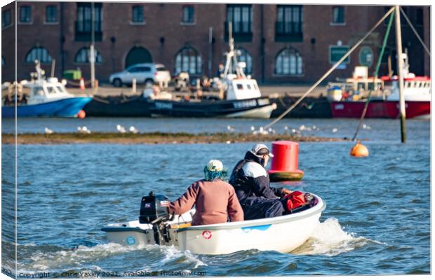 Motoring in to the Port of Wells-Next-The-Sea Canvas Print by Chris Yaxley