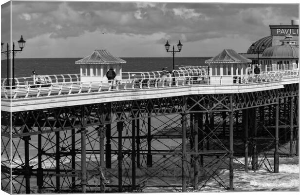 Cromer pier in black and white Canvas Print by Chris Yaxley