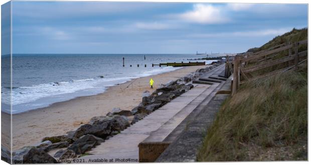 Fishing on Cart Gap beach Canvas Print by Chris Yaxley