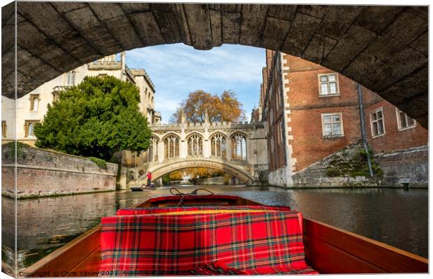 A trip along the River Cam on a punt Canvas Print by Chris Yaxley