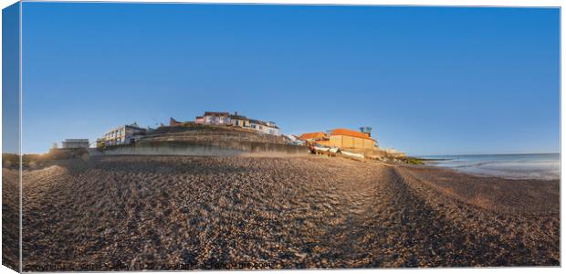360 panorama of Sheringham beach, North Norfolk coast Canvas Print by Chris Yaxley