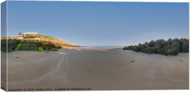 360 panorama of Sheringham beach, North Norfolk coast Canvas Print by Chris Yaxley