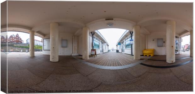 360 panorama captured at the entrance to Cromer pier Canvas Print by Chris Yaxley
