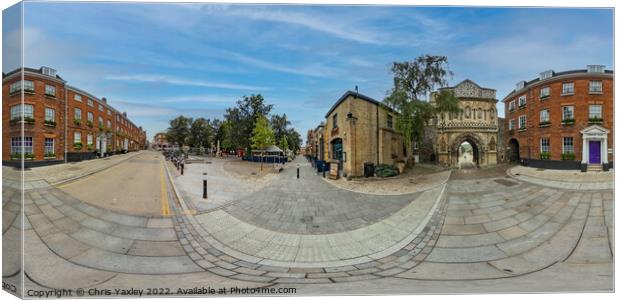  360 panorama captured in the historic Tombland area of Norwich Canvas Print by Chris Yaxley