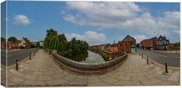 360 panorama captured from Fye Bridge in the city of Norwich Canvas Print by Chris Yaxley