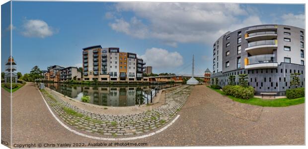 360 panorama captured along the bank of the River Wensum, Norwich Canvas Print by Chris Yaxley
