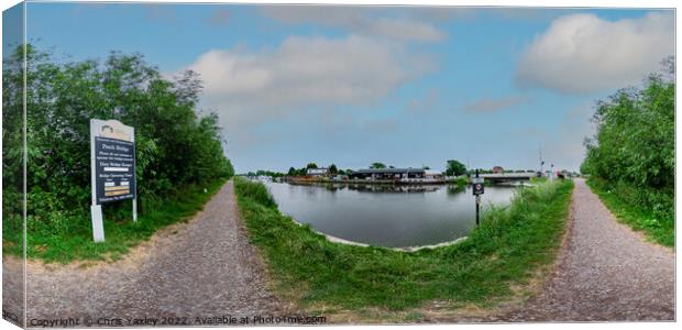 360 panorama captured at Patch Bridge on the Gloucester and Sharpness canal Canvas Print by Chris Yaxley