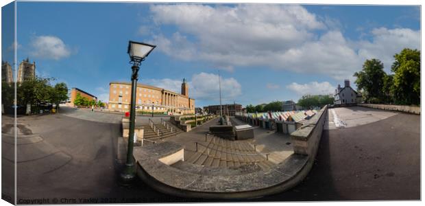 360 panorama capture in Norwich market place Canvas Print by Chris Yaxley