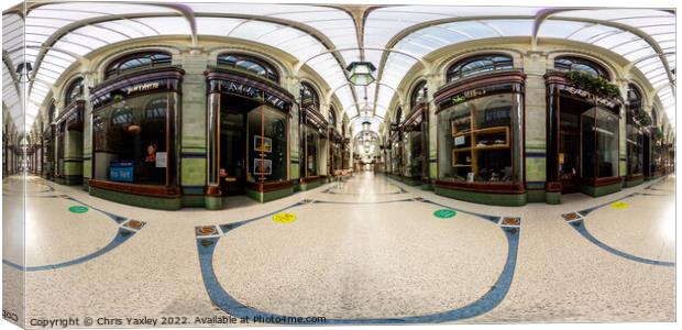 360 panorama of The Royal Arcade in the city of Norwich, Norfolk Canvas Print by Chris Yaxley