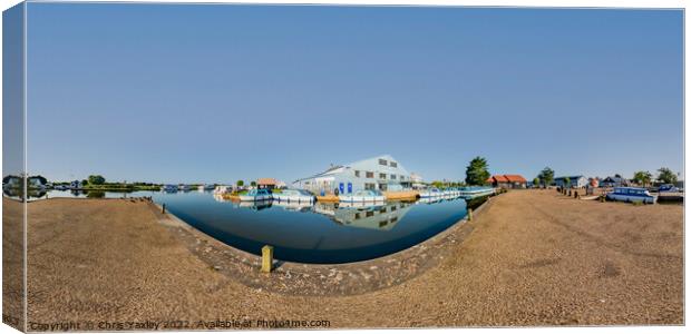 360 panorama of a River Thurne boatyard in Potter Heigham, Norfolk Canvas Print by Chris Yaxley