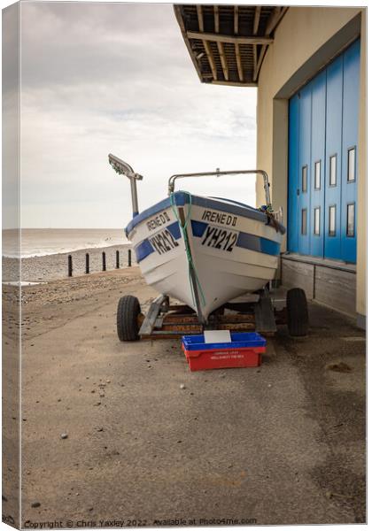 Cromer fishing boat, Norfolk Coast Canvas Print by Chris Yaxley