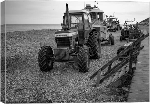 Crab fishing in Cromer in black and white Canvas Print by Chris Yaxley