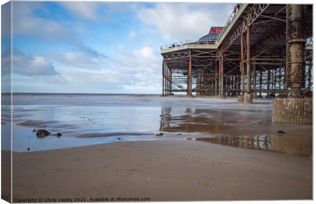 Long exposure at Cromer beach and pier, Norfolk Canvas Print by Chris Yaxley
