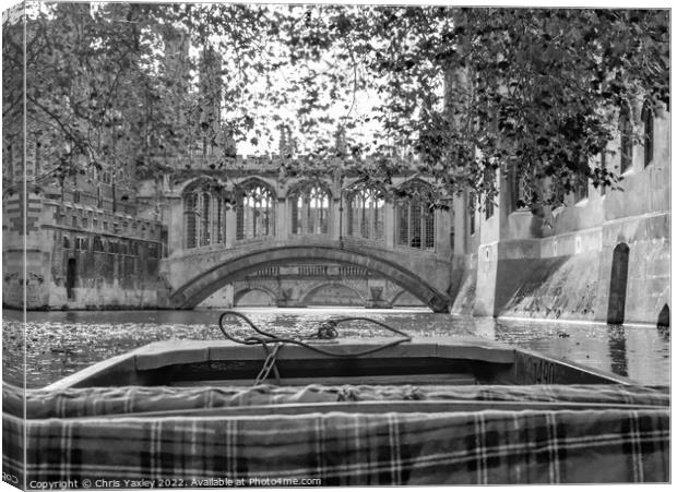 Bridge of Sighs over the River Cam in Cambridge Canvas Print by Chris Yaxley