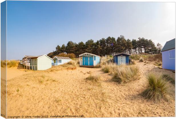 Ultra wide shot of Hunstanton beach huts Canvas Print by Chris Yaxley