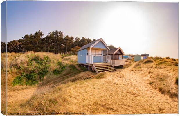 Traditional wooden beach huts, Hunstanton  Canvas Print by Chris Yaxley
