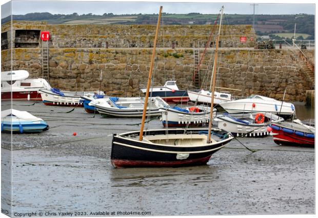 Low tide at Padstow Harbour Canvas Print by Chris Yaxley