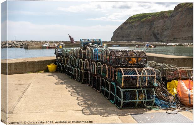 Fishing in Staithes Canvas Print by Chris Yaxley