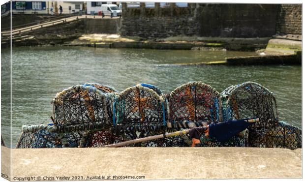 Crab pots in the fishing village of Staithes, North Yorkshire Canvas Print by Chris Yaxley