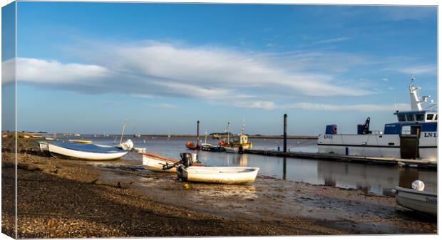Low tide at Wells-next-the-sea harbour Canvas Print by Chris Yaxley