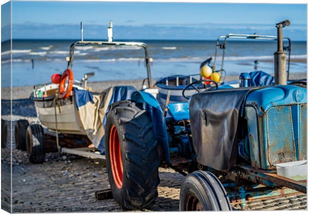 Crab fishing in Cromer on the North Norfolk coast Canvas Print by Chris Yaxley