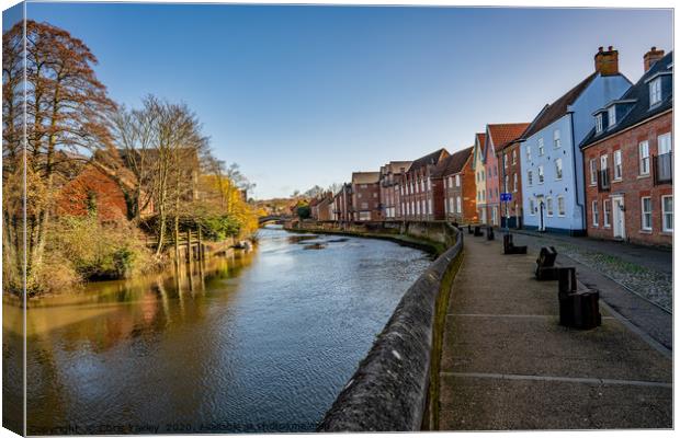 The historic Quayside in the city of Norwich Canvas Print by Chris Yaxley